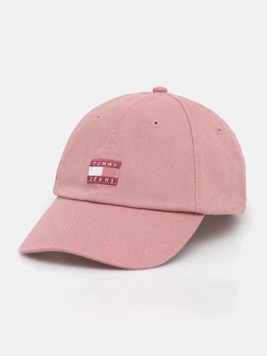 Tommy Jeans czapka z daszkiem bawełniana kolor różowy AW0AW17580