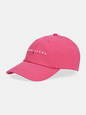Tommy Jeans czapka z daszkiem bawełniana kolor różowy z aplikacją AW0AW16868