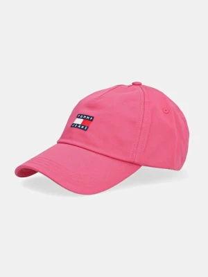 Tommy Jeans czapka z daszkiem bawełniana kolor różowy z aplikacją AW0AW16991