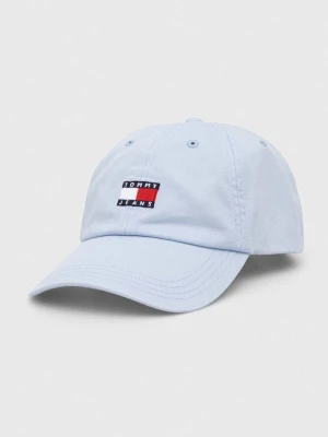 Tommy Jeans czapka z daszkiem bawełniana niebieski