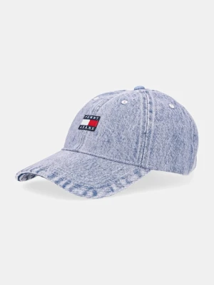 Tommy Jeans czapka z daszkiem jeansowa kolor fioletowy AW0AW17643