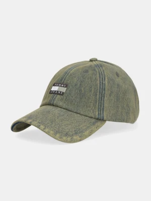 Tommy Jeans czapka z daszkiem jeansowa kolor zielony AM0AM13853