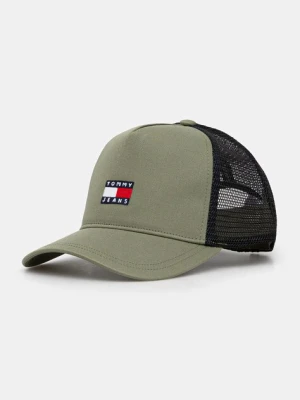 Tommy Jeans czapka z daszkiem kolor zielony z aplikacją AM0AM13287