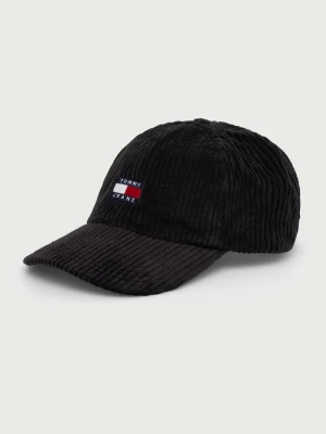 Tommy Jeans czapka z daszkiem męska sztruksowa czarny