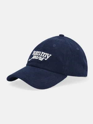 Tommy Jeans czapka z daszkiem sztruksowa kolor granatowy AW0AW17908