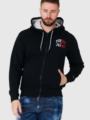 TOMMY JEANS Czarna bluza męska na zamek z dużym logo, Rozmiar M