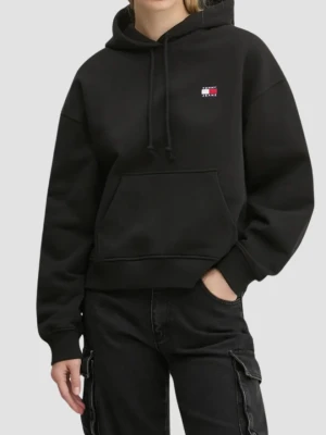 TOMMY JEANS Czarna damska bluza z kapturem, Rozmiar S