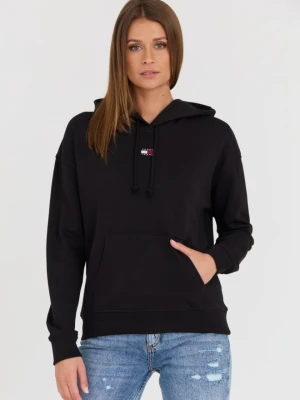 TOMMY JEANS Czarna damska bluza z kapturem, Rozmiar S