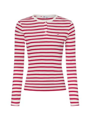 Tommy Jeans Damska koszulka z długim rękawem Kobiety Bawełna czerwony|biały w paski,