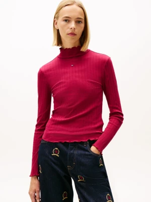 Zdjęcie produktu Tommy Jeans Damska koszulka z długim rękawem Kobiety Bawełna czerwony,