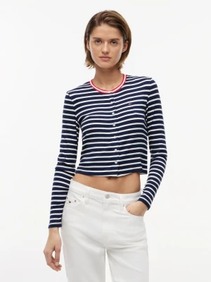 Tommy Jeans koszulka z długim rękawem Kobiety wiskoza niebieski,