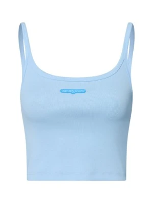 Tommy Jeans Damski crop top Kobiety Bawełna niebieski jednolity,