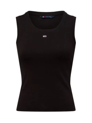 Tommy Jeans Damski podkoszulek Kobiety Bawełna czarny jednolity,