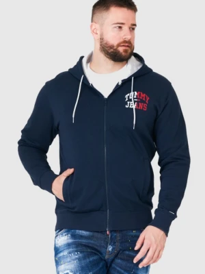 TOMMY JEANS Granatowa bluza męska na zamek z dużym logo, Rozmiar XXL