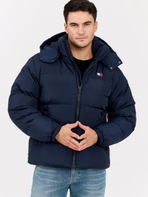 TOMMY JEANS Granatowa męska puchowa kurtka z dużym logo Alaska, Rozmiar M