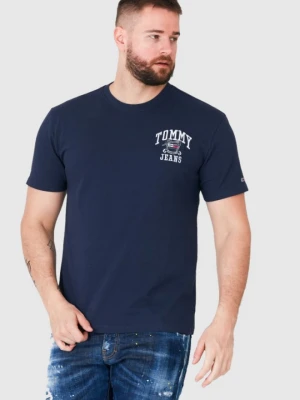 TOMMY JEANS Granatowy t-shirt męski z wyszywanym logo, Rozmiar S