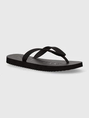 Tommy Jeans japonki TJW LOGO FLIP FLOP damskie kolor czarny na płaskim obcasie EN0EN02447