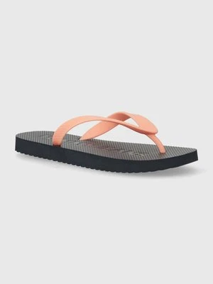 Tommy Jeans japonki TJW LOGO FLIP FLOP damskie kolor pomarańczowy na płaskim obcasie EN0EN02447