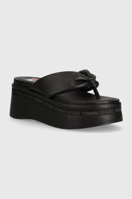 Tommy Jeans japonki TJW WEDGE SANDAL damskie kolor czarny na platformie EN0EN02457