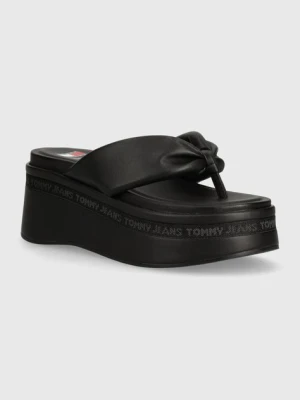 Tommy Jeans japonki TJW WEDGE SANDAL damskie kolor czarny na platformie EN0EN02457