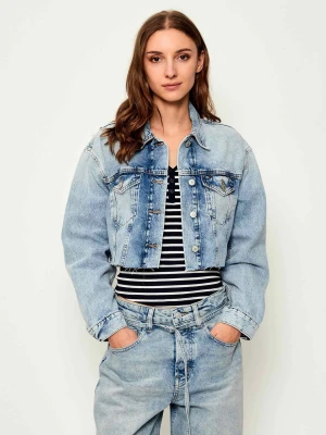 Tommy Jeans Jeansowa kurtka | Cropped Fit niebieski