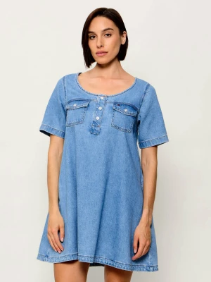 Tommy Jeans Jeansowa sukienka A-Line niebieski