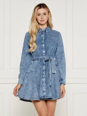 Tommy Jeans Jeansowa sukienka z paskiem CHAMBRAY