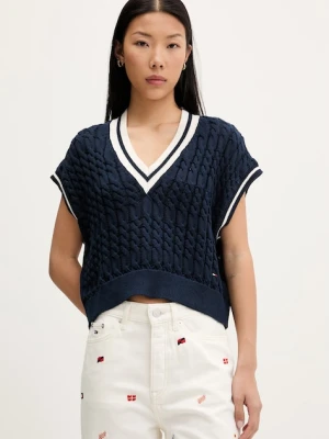 Tommy Jeans kamizelka damska bawełniana granatowy