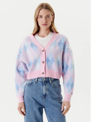 Tommy Jeans Kardigan Argyle DW0DW21180 Różowy Relaxed Fit