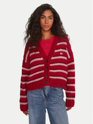 Tommy Jeans Kardigan Badge DW0DW21678 Czerwony Relaxed Fit