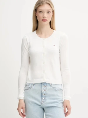 Tommy Jeans kardigan bawełniany damski kolor biały lekki DW0DW20976