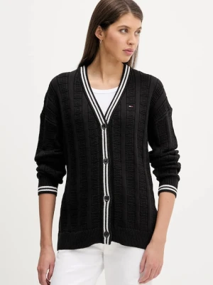 Tommy Jeans kardigan bawełniany damski kolor czarny DW0DW22026