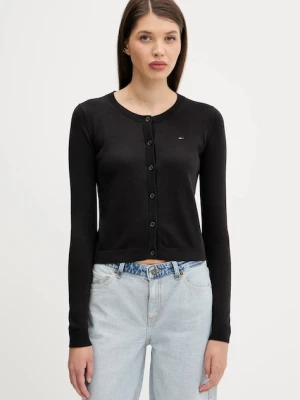 Tommy Jeans kardigan bawełniany damski kolor czarny lekki DW0DW20976