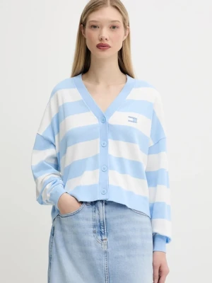 Tommy Jeans kardigan bawełniany damski kolor niebieski lekki DW0DW20968