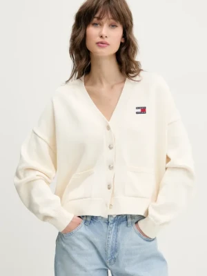 Tommy Jeans kardigan bawełniany kolor beżowy DW0DW20257