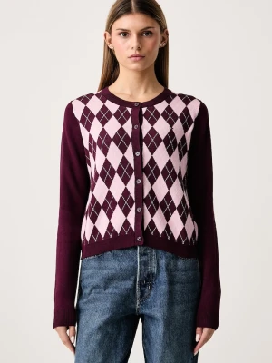 Tommy Jeans kardigan damski bawełniany bordowy