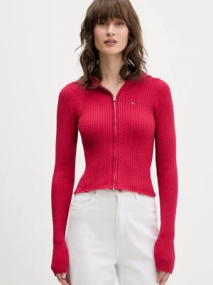 Tommy Jeans kardigan damski kolor bordowy lekki DW0DW21673