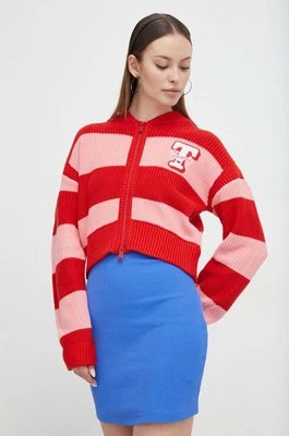 Tommy Jeans kardigan damski kolor czerwony DW0DW17760