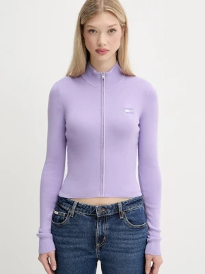 Tommy Jeans kardigan damski kolor fioletowy lekki DW0DW20967