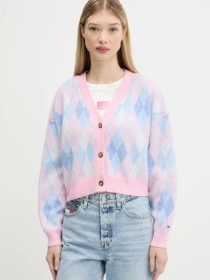 Tommy Jeans kardigan damski kolor niebieski DW0DW21180