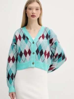 Tommy Jeans kardigan damski kolor turkusowy DW0DW21180