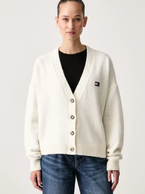 Tommy Jeans kardigan damski z dodatkiem wełny beżowy
