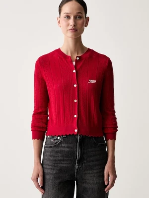 Tommy Jeans kardigan damski z wiskozą czerwony