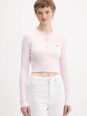 Tommy Jeans kardigan dziecięcy damski kolor różowy lekki DW0DW22023