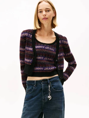 Tommy Jeans Kardigan FAIRISLE | Cropped Fit | z dodatkiem wełny