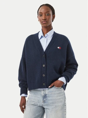 Tommy Jeans Kardigan Fluffy Badge DW0DW23830 Granatowy Regular Fit