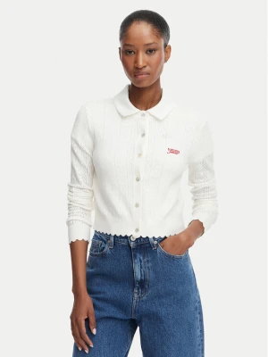 Tommy Jeans Kardigan Pointelle DW0DW22931 Biały Regular Fit