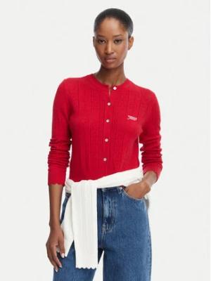 Tommy Jeans Kardigan Pointelle DW0DW22931 Czerwony Regular Fit