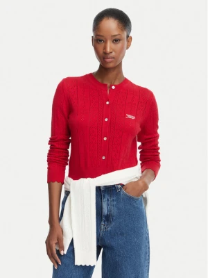 Tommy Jeans Kardigan Pointelle DW0DW22931 Czerwony Regular Fit