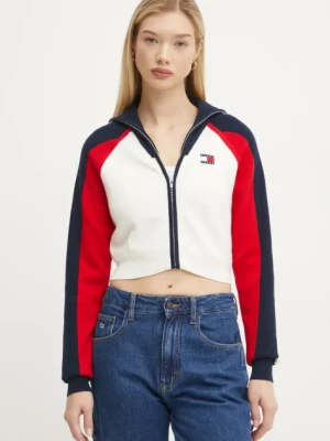 Tommy Jeans kardigan z domieszką wełny kolor beżowy lekki DW0DW19338